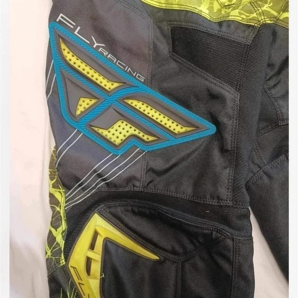 Fly Motocross Motorcycle Riding Pants Black, Lime & Blue Size 30 - Picture 9 of 12
